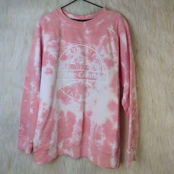 Brunette x Juicy Couture Womens Pink White Tie Dye Sweatshirt Crown Size XS/S - Picture 8 of 8